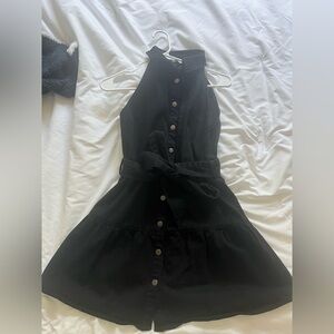 Olivaceous Black Denim Mini Dress